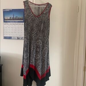 Elegant Black and Red Paisley Dress